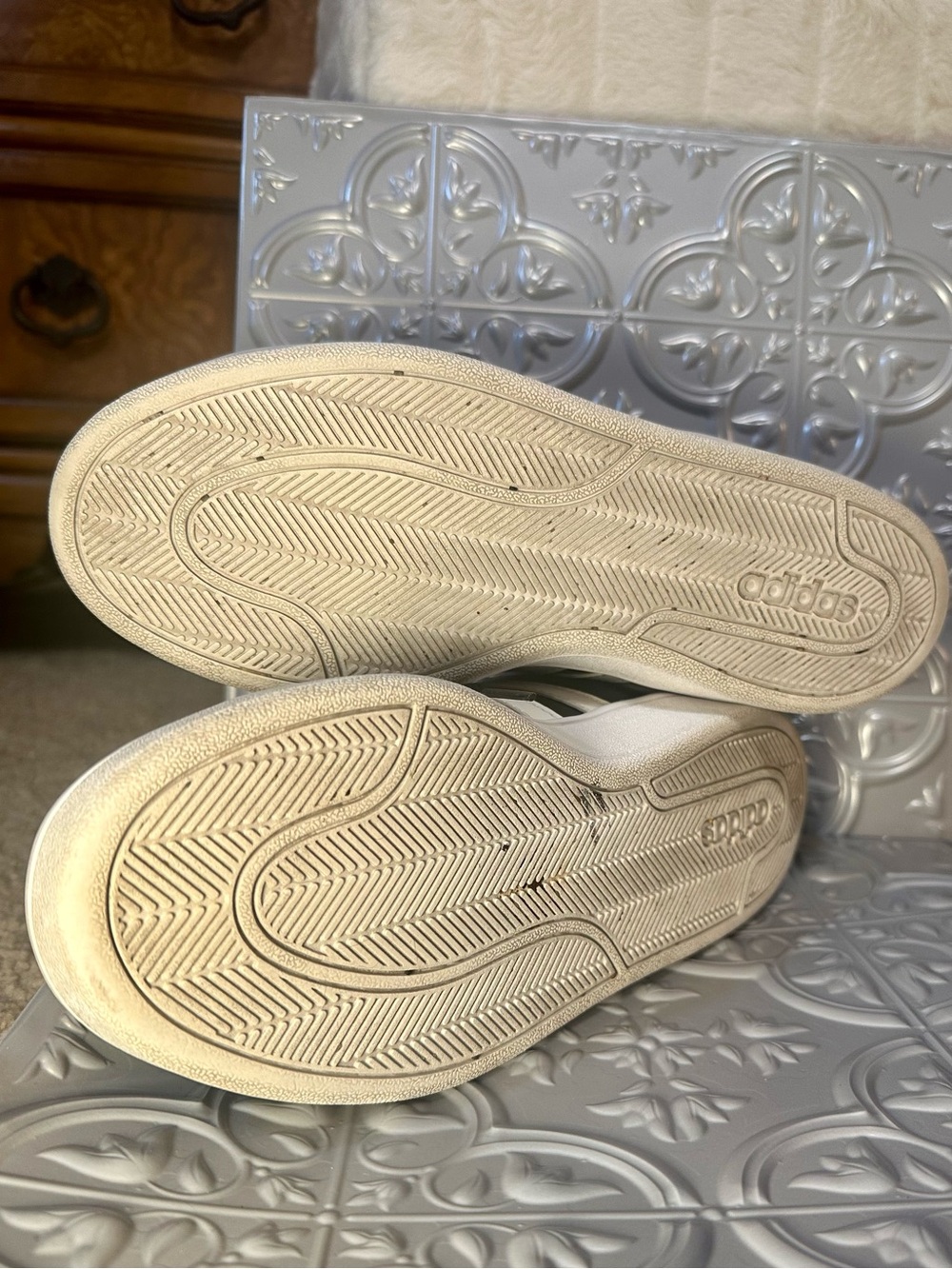 Adidas Neo Cloudfoam Memory Foam Sneakers Black White Womens 7.5 - Picture 4 of 11
